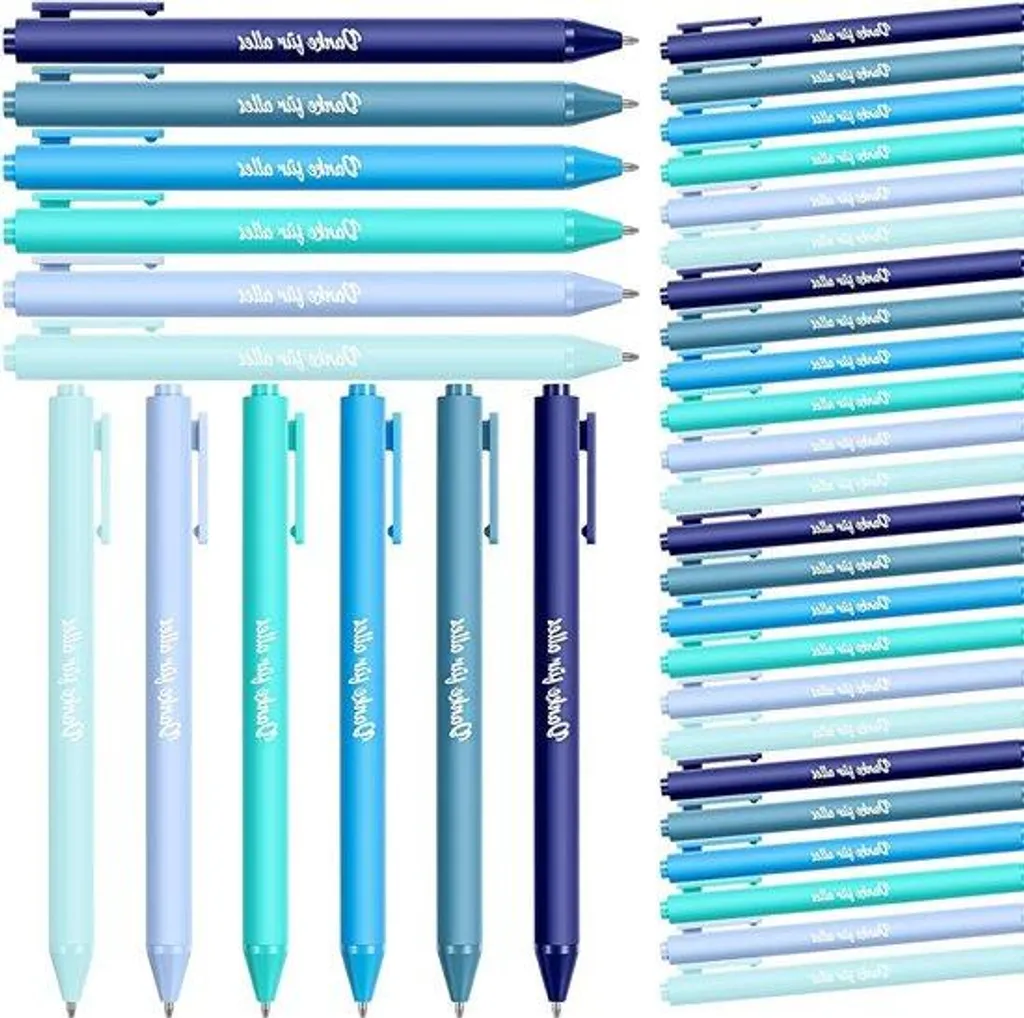 Lot de 30 stylos à plume bleus gravés pour remerciement et bureau