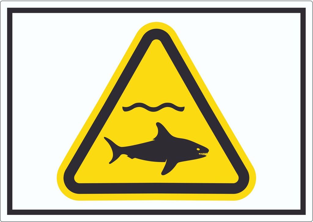 Aufkleber Warnung Haie Symbol A4 (210x297mm)
