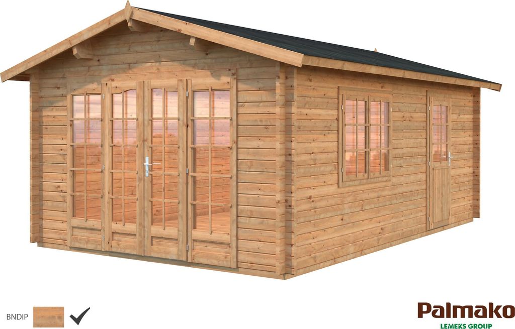 Palmako Gartenhaus Irene 19,0 m² - 44 mm Hellbraun tauchimprägniert