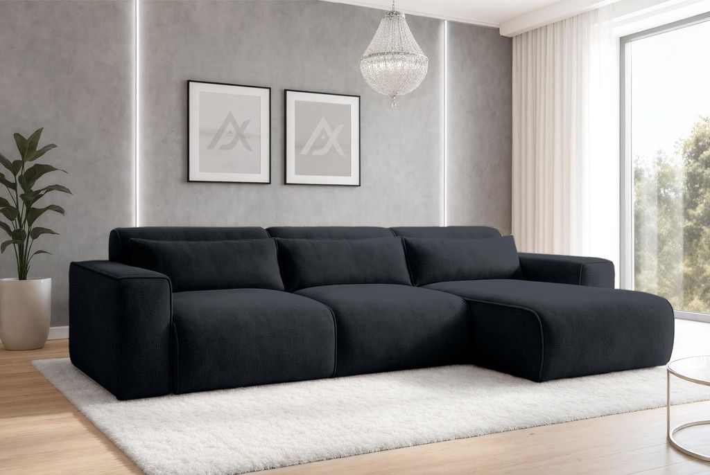 AX LIVING Wohnlandschaft mit Schlaffunktion Ruyam Ecksofa Dunkelgrau R