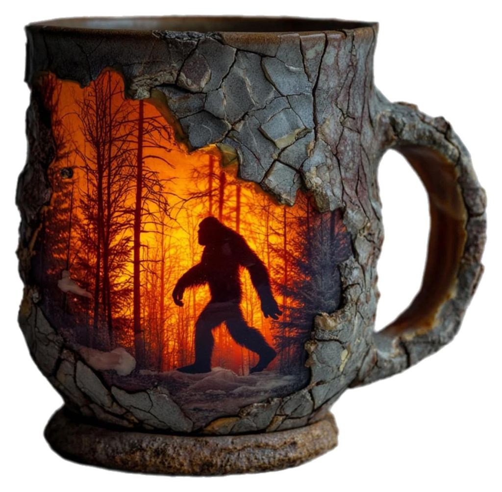 Sasquatch-Waldbrandbecher, Outdoor-Kaffeebecher, 3D-Vintage-Sasquatch-Becher, Camping-Halloween-Neuheit, Trinkgefäß B