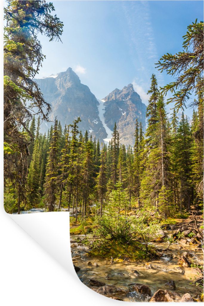 MuchoWow Wandtattoo Wandsticker Wandaufkleber Nordamerikanischer Wald am Moraine Lake in Kanada 80x120 cm Selbstklebend und Repositionierbar - Re...