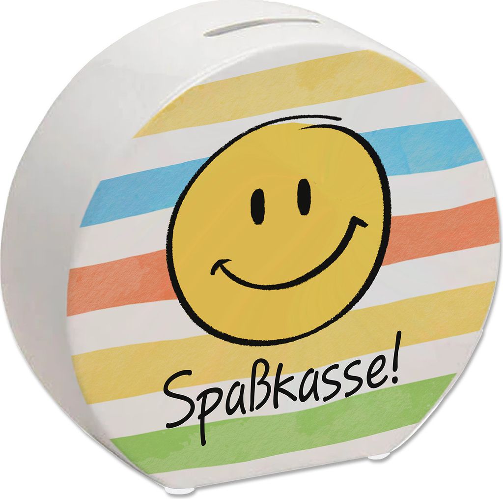 Emoticon Spardose mit Spruch Spaßkasse