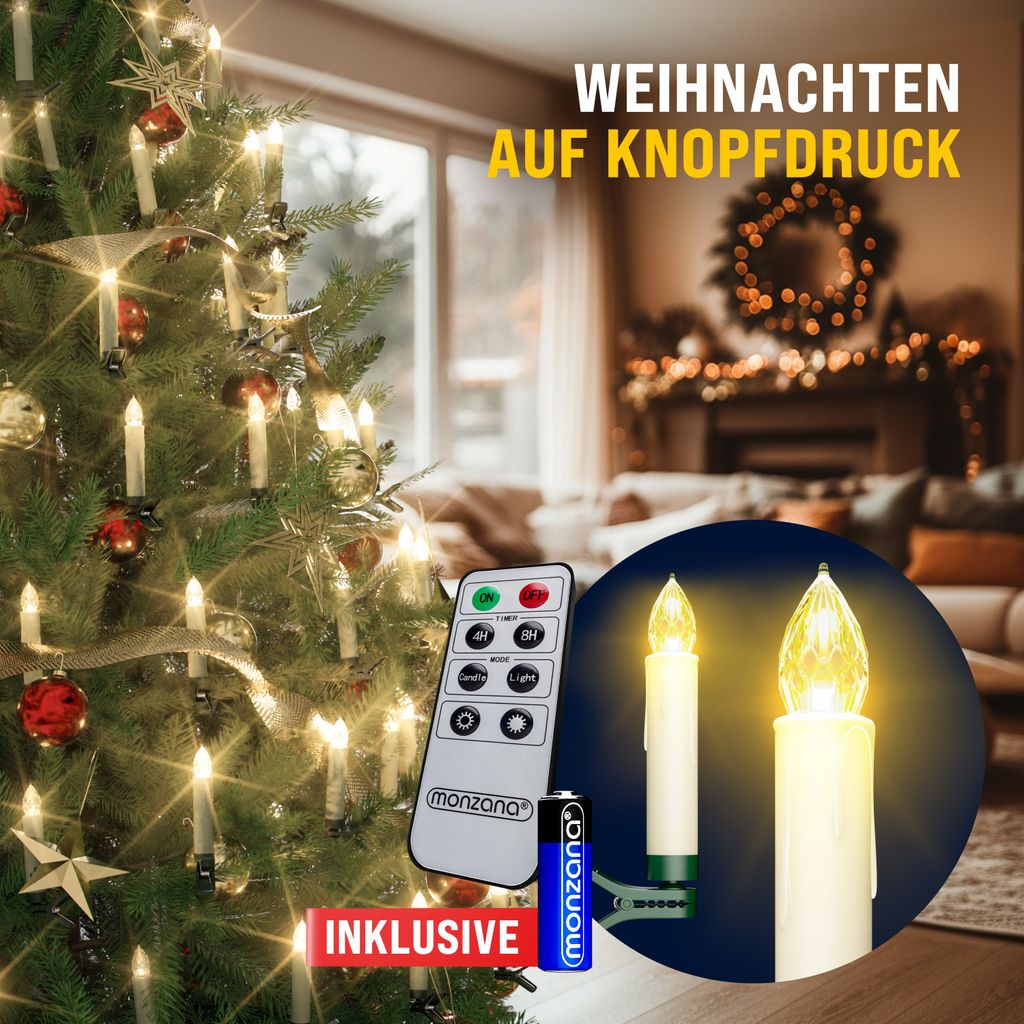 DEUBA® Christbaumkerzen LED Kabellos 20/30/40er Set Produktbild
