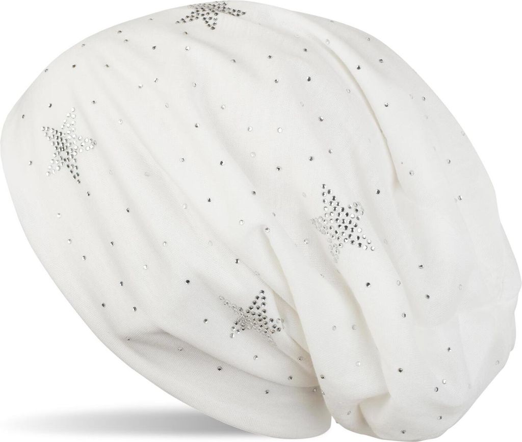 styleBREAKER Beanie Mütze mit Strass Sterne und all over Strasssteine, Slouch Longbeanie, Damen 04024116