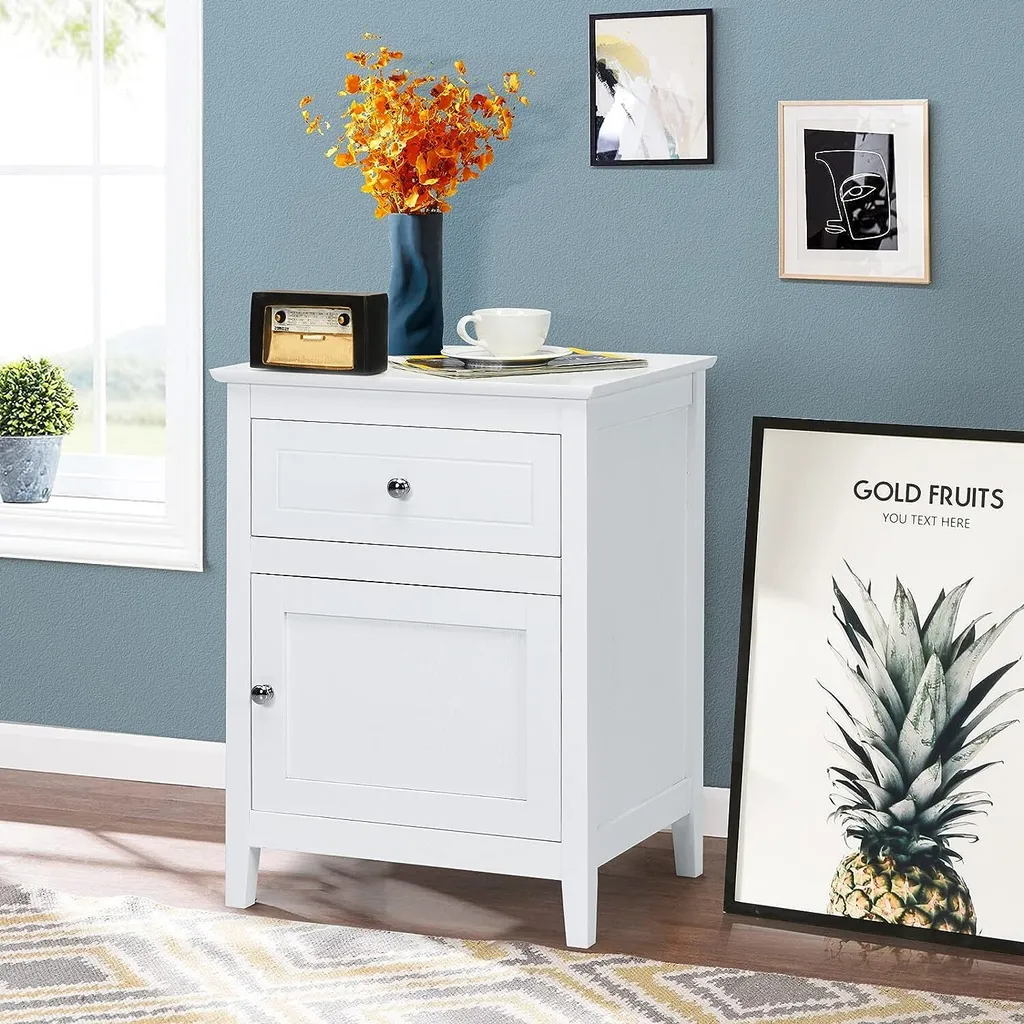 Table de Chevet Blanche Lot de 2 Petits Meubles de Rangement Lit - 2