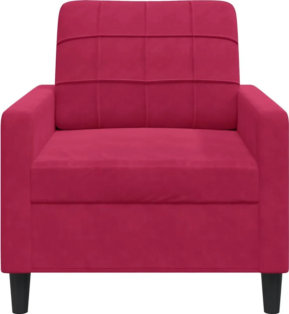Fauteuil 60 cm en Velours Rouge Vin - Finition Douce et Design Moderne - 4