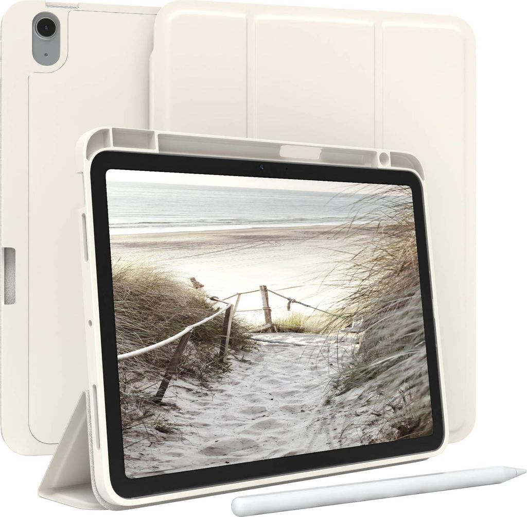 EAZY CASE Smartcase mit Stifthalter für Apple iPad Air 11 (2024) Hülle mit Stifthalterung, Tablet Cover aufstellbar 11 Zoll in Weiß