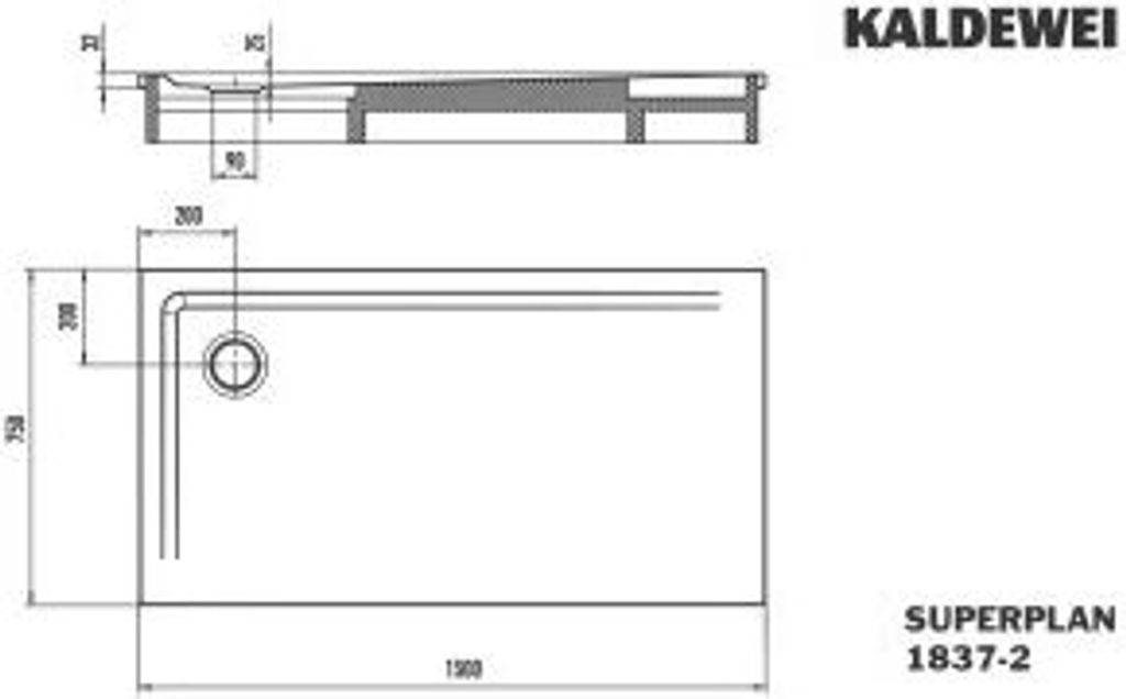 KALDEWEI SUPERPLAN 1837-2, Duschwanne mit Wannenträger, 75x150cm, 383748040666