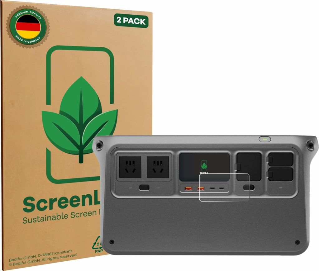2x ScreenLeaf Schutzfolie für DJI Power 1000 V2 nachhaltiger Displayschutz Display Schutz Folie Klar Transparent