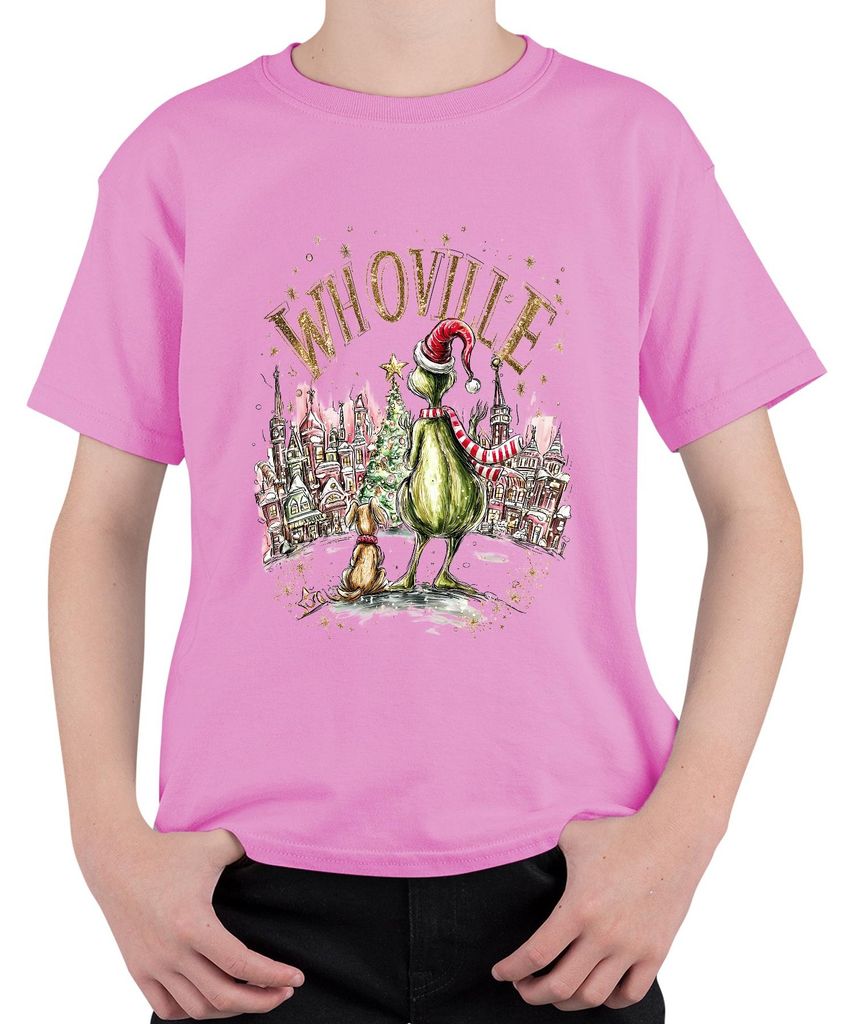Whoville Grinch Santa Hut Schal Weihnachten Hund Geschenk Vintage Uni Kinder T-Shirt, Pink, 116