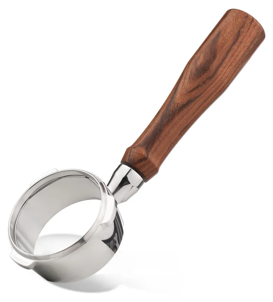 Porte-filtre 58mm en acier inoxydable 3 oreilles et poignée bois massif