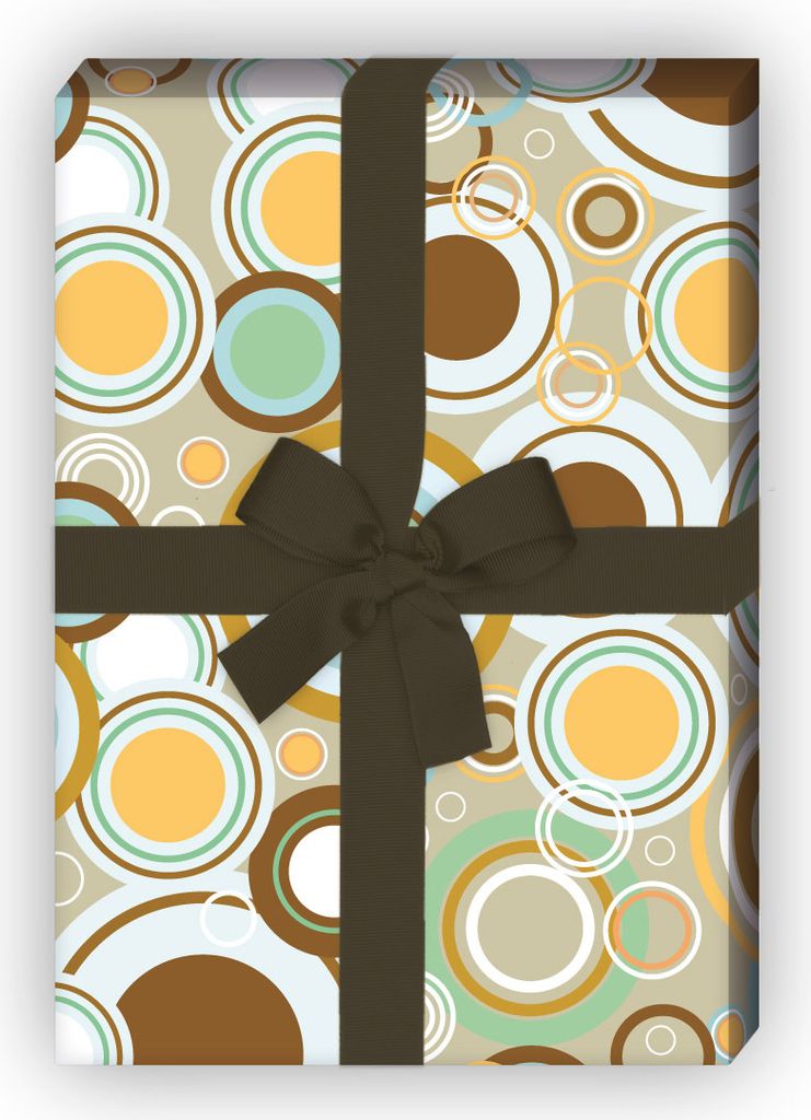 Poppiges Geschenkpapier, Dekorpapier im coolen Kreis Punkte Design, beige - G8810, 32 x 48cm