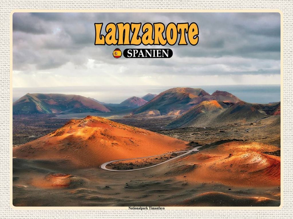 vianmo Holzschild 30x40 cm Lanzarote Spanien Nationalpark Timanfaya Bildmotiv Reisemotiv Abenteuer Reisen