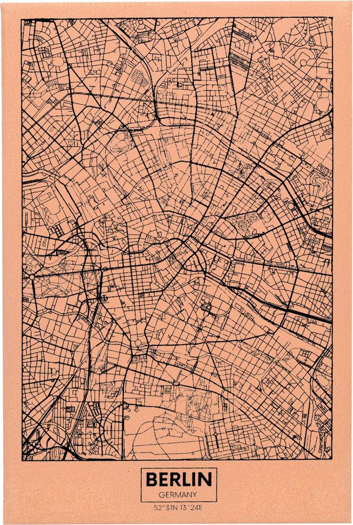 UNUS Deko Wandbild Kork Stadtkarte Berlin mit Stecknadeln