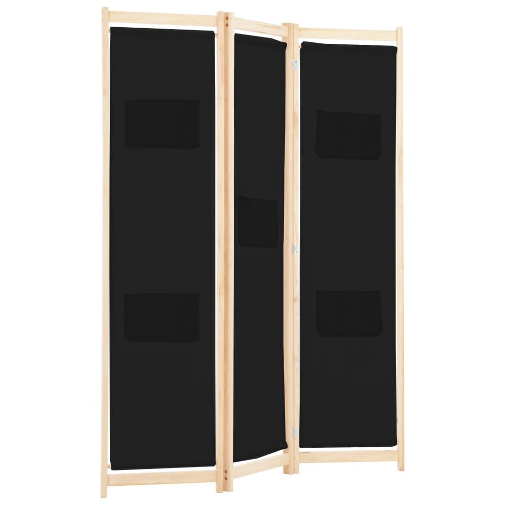 "2026 Aktion" 3-teiliger Raumteiler Paravent Elegantes Design - Trennwand/Sichtschutz - Schwarz 120x170x4 cm Stoff DEMöbel 2742036