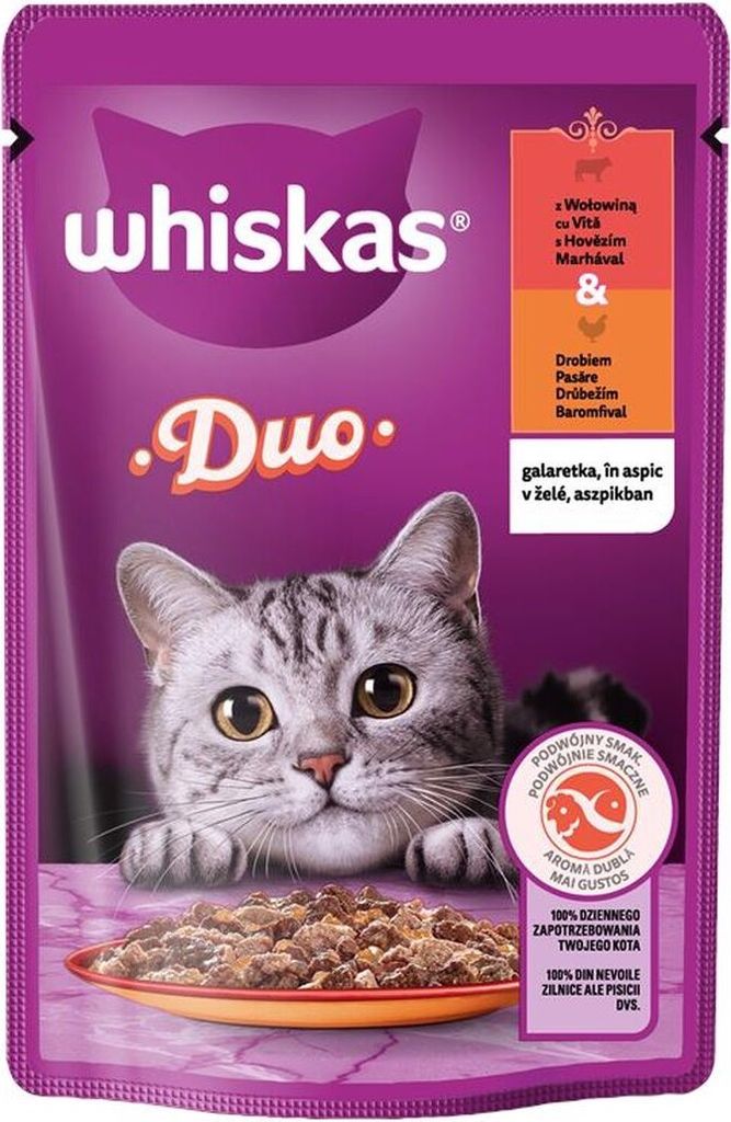 Whiskas Duo Mokra Karma Dla Kotów Z Wołowiną I Drobiem W Zdjęcie produktu 