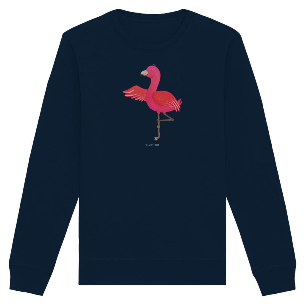 Mr. & Mrs. Panda Bio Sweatshirt Flamingo Yoga Größe XXL - French Navy - Geschenk, Sweater, Baum, Namaste, Pulli, Baumwoll, Rosa, Pullover, Urlaub...