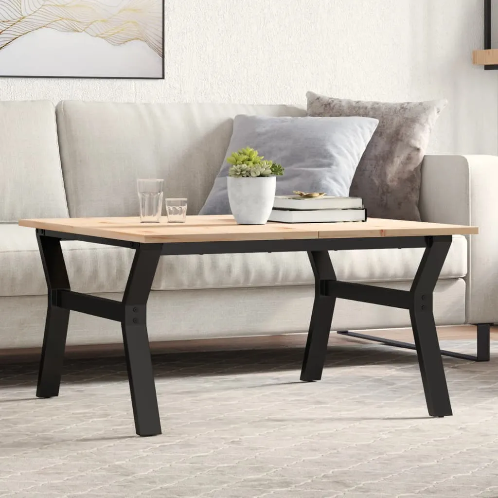 Tavolino Basso 80x80 Maison Exclusive Legno Pino Base Acciaio Y