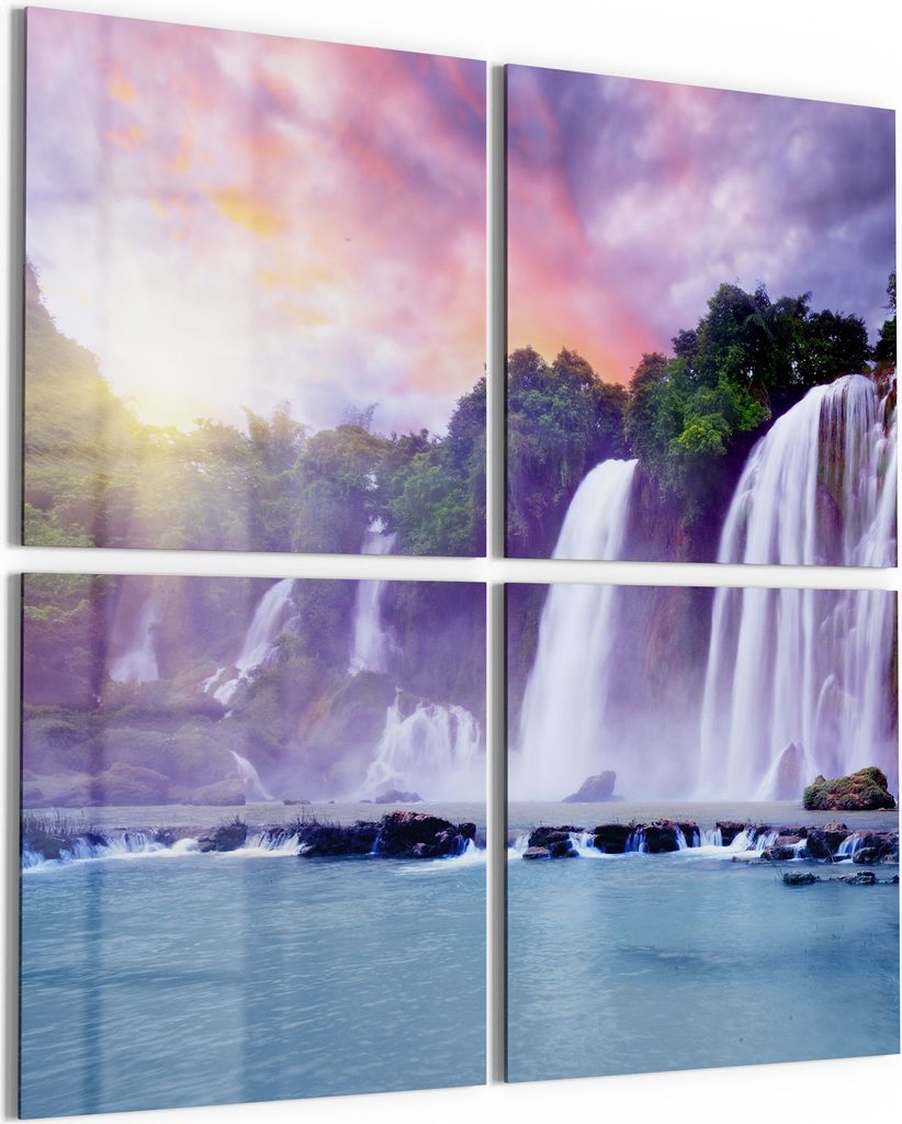 DEQORI Glasbild Echtglas 4x50x50 cm 'Flüssiges Gold' Wandbilder XXL groß