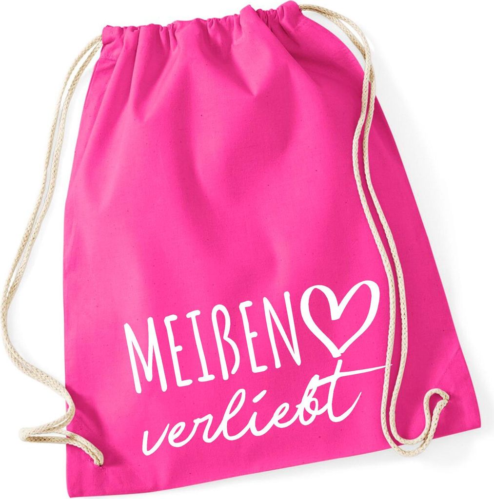 Huuraa Turnbeutel Meißen verliebt 12 Liter Fuchsia Baumwolle Rucksack Geschenkidee