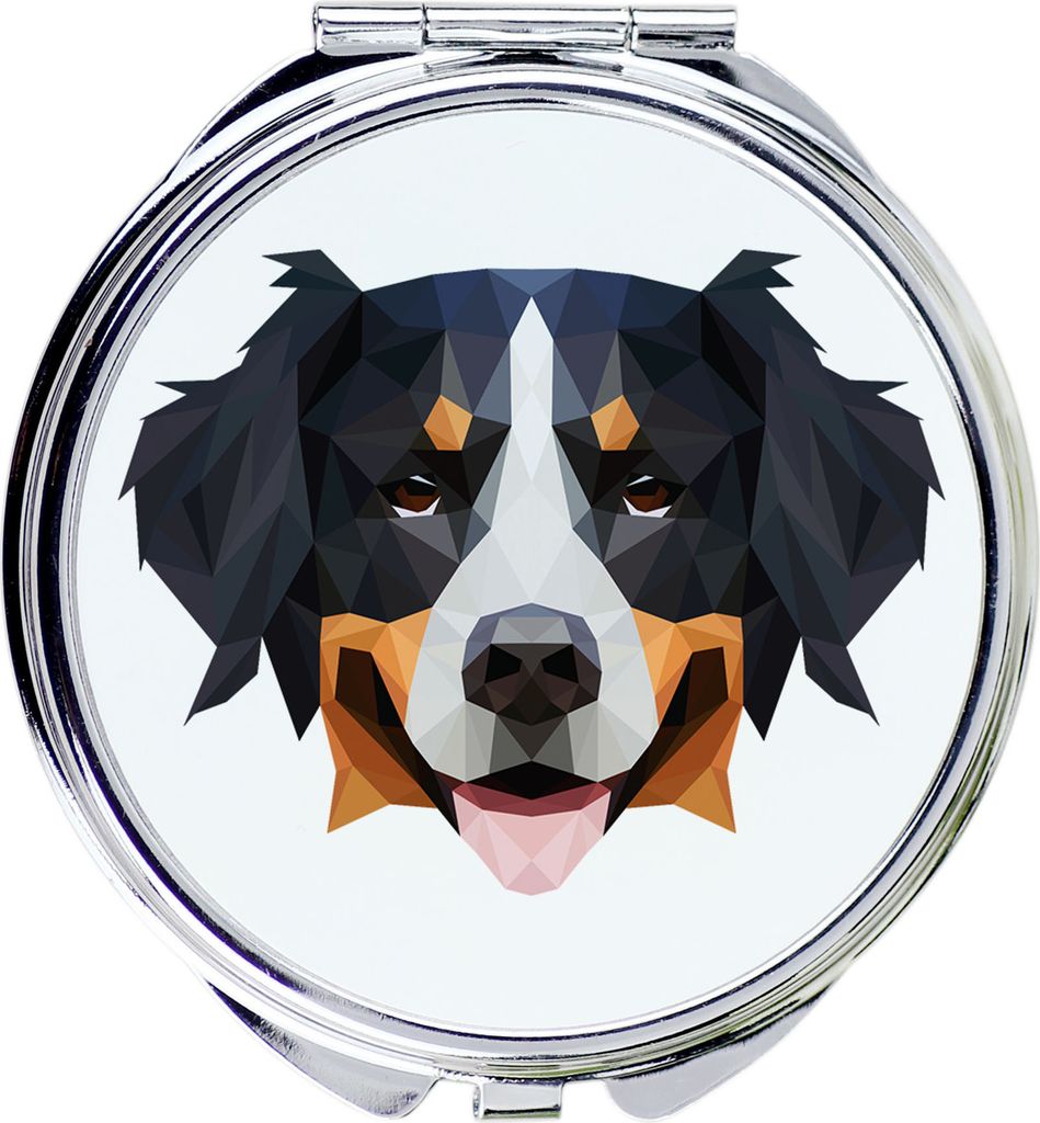 Berner Sennenhund, Dürrbächler, Bouvier bernois - Spiegel mit Foto und geometrischem Aufdruck der Marke Art-Dog
