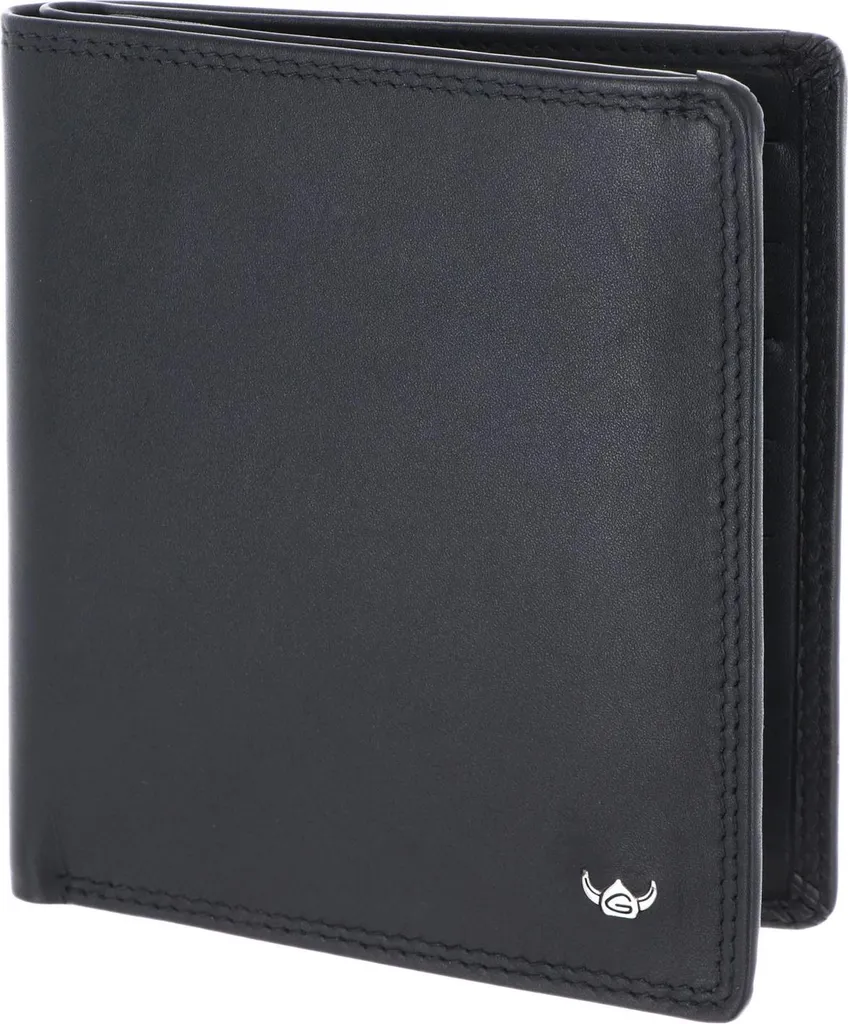 Petit Portefeuille Homme Cuir Noir sans Monnaie RFID Golden Head 1255