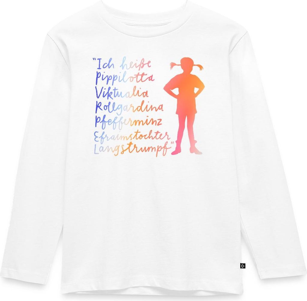 Spreadshirt Pippi Langstrumpf Ich Heiße ... Kinder Premium Langarmshirt, 98/104 (2 Jahre), Weiß