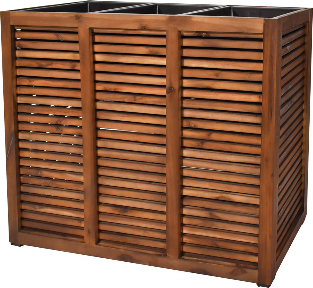 Pflanzgefäß Colorado 3 Pflanzkasten Blumenkasten mit Streben Akazienholz 93x33x72 cm mit Einsatz