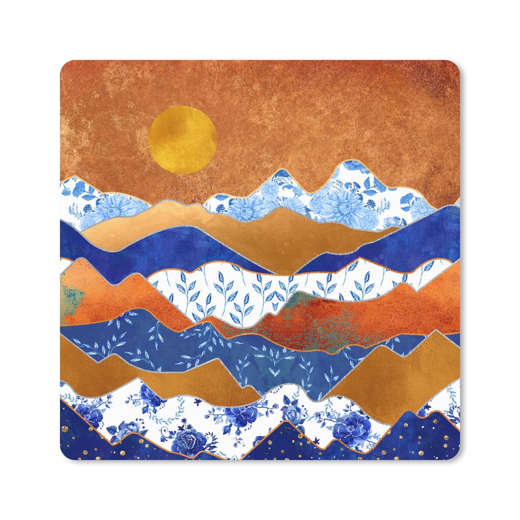 MuchoWow Mauspad Mousepad Gold - Delfter Blau - Muster 30x30 cm - Mousepads - Maus Mat - Pad - Mausunterlage - Gaming