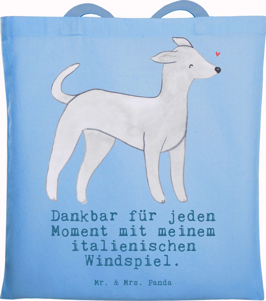 Mr. & Mrs. Panda umhängebeutel Italienisches Windspiel Moment - Sky Blue - Geschenk, Laptoptasche, Italian Greyhound, Tote Bag, Tasche, baumwoll s...
