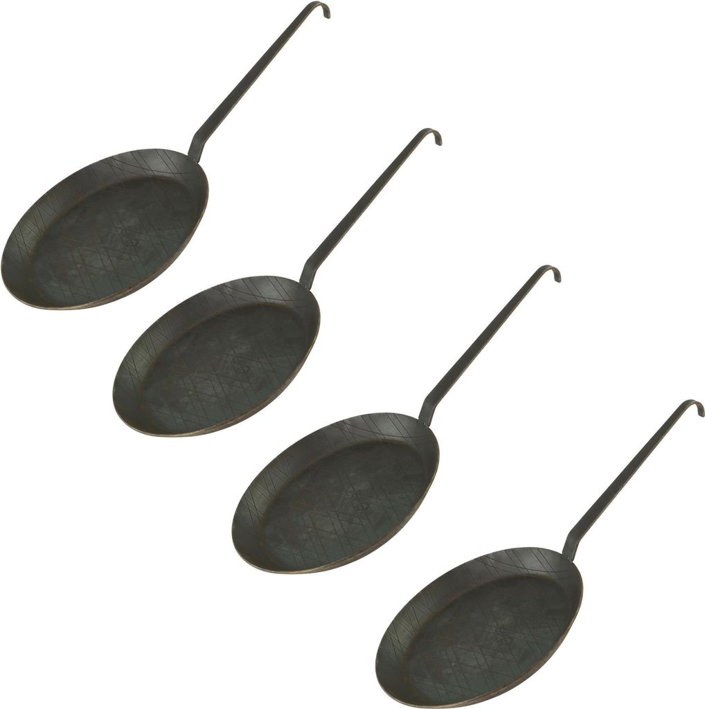 Schmiedeeiserne Brat- und Servierpfanne 4 Stück Ø 28 cm mit Hakenstiel