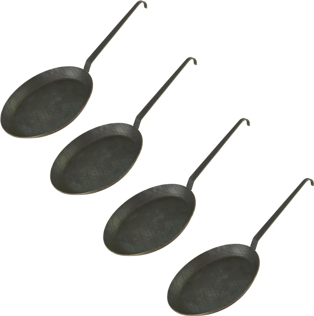 Offerta Set 4 Padelle Ferro Battuto 24 cm - Manico Gancio Prezzo Top