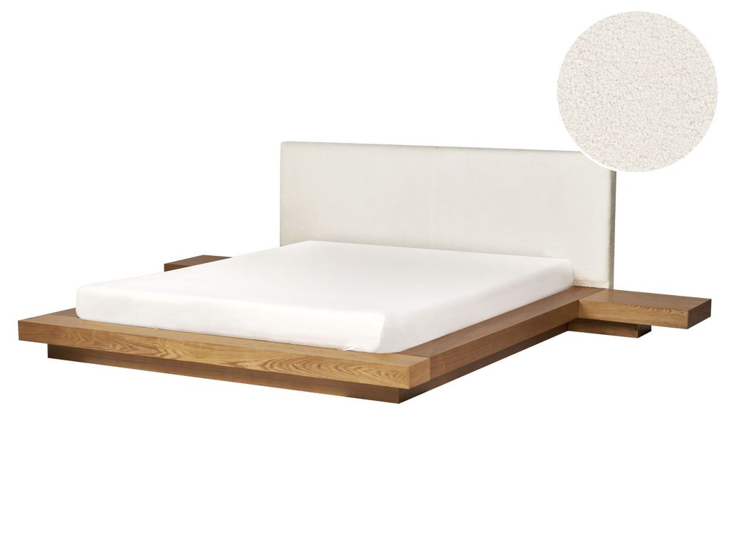 BELIANI Bett Naturfarbene Esche Bouclé u. MDF-Platte mit Produktbild 