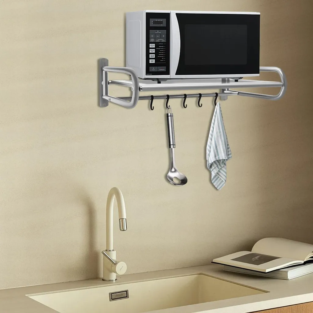Support micro-ondes mural inox : la solution pour un plan de travail libre - 3