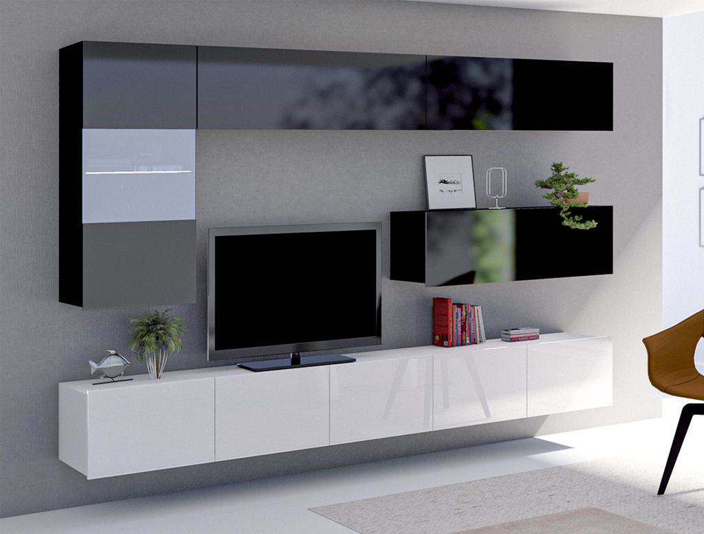 AX LIVING Möbel im Wohnzimmer „Kossana 4“ – 255cm Breite, Schwarz/Weiß