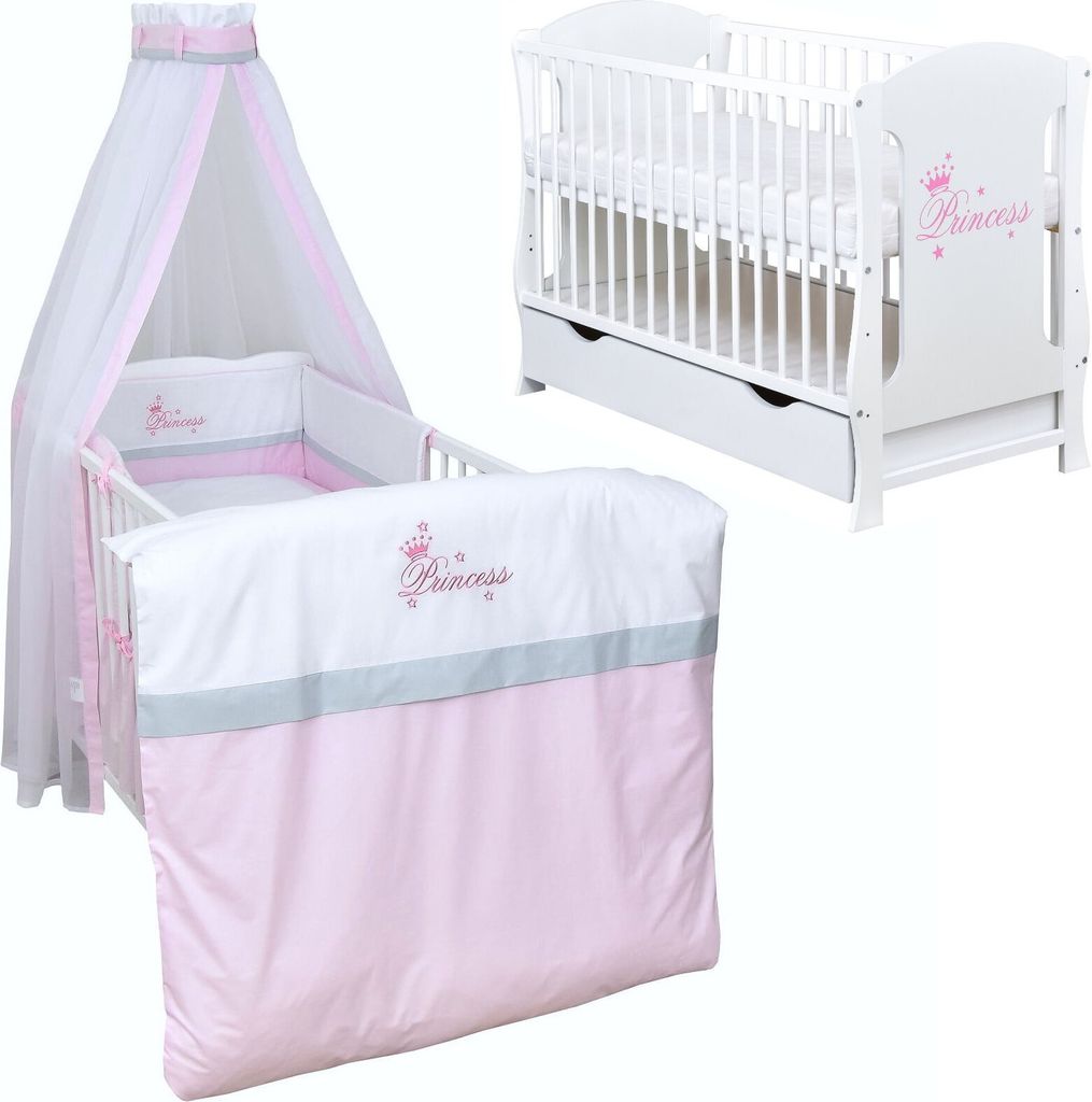 Baby-Delux Babybett Kinderbett Gitterbett Lia Princess weiß Produktbild 