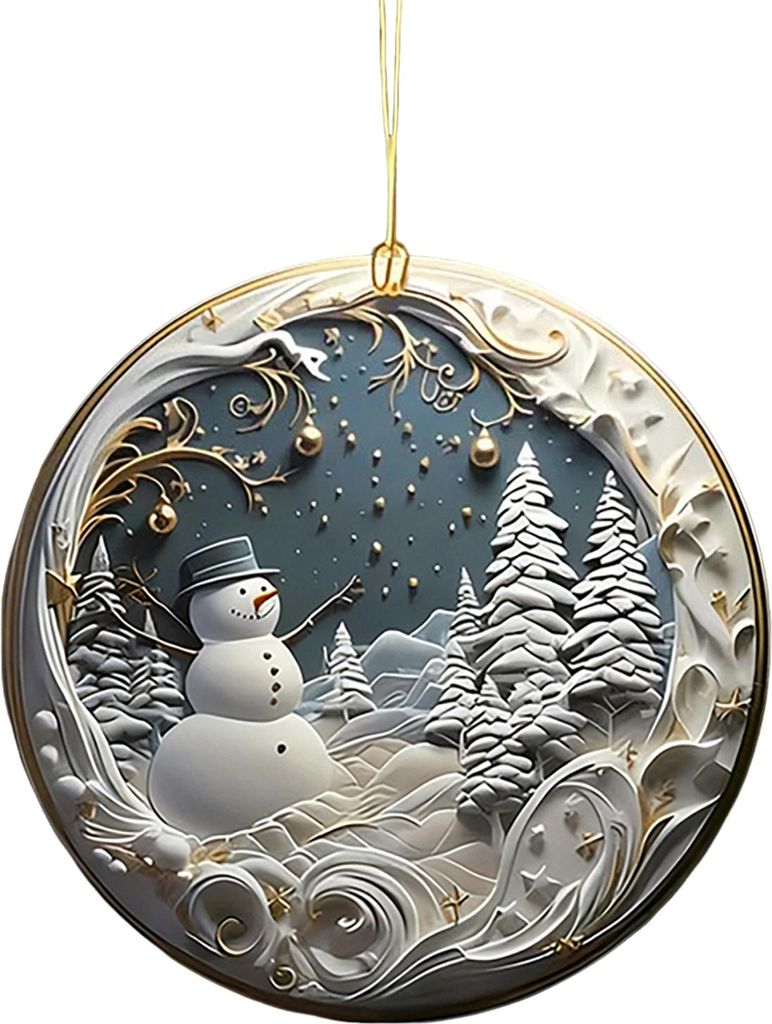 Leichter 2D-Weihnachtsschmuck aus Acryl für Zuhause, Büro, drinnen, Weihnachtsfeiern, Weihnachtsbaum, zum Aufhängen, als Geschenkidee