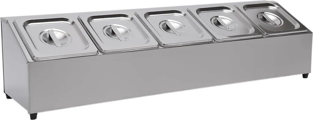 Support Inox pour 5 Bacs GN avec Couvercles - Station de Cuisine Pro