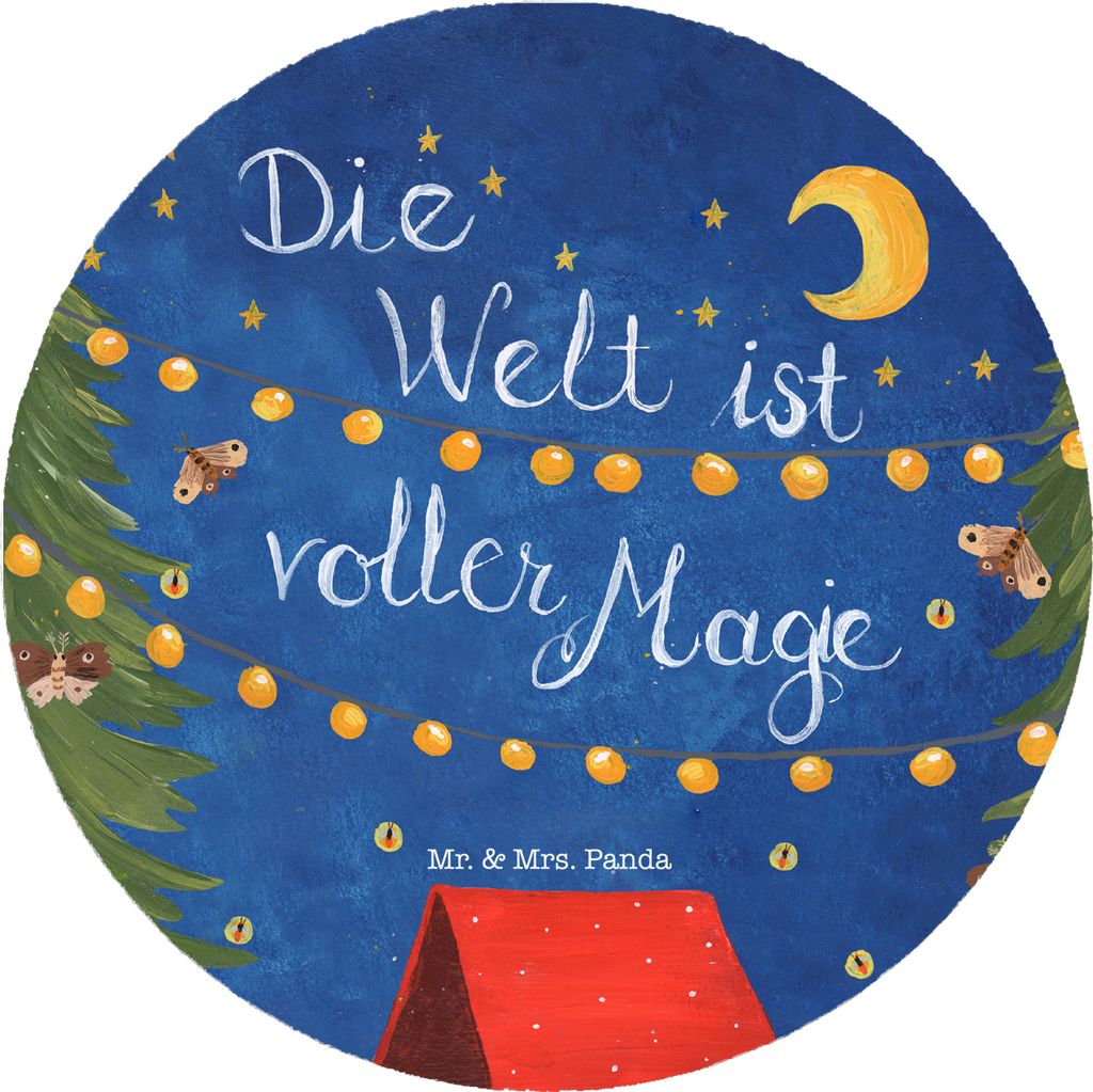 Mr. & Mrs. Panda Rund Magnet Die Welt ist voller Magie - Geschenk, für pinwand, magnettafel, Dekoration, pinnwand, Kühlschrankmagnet, kühlschrank
