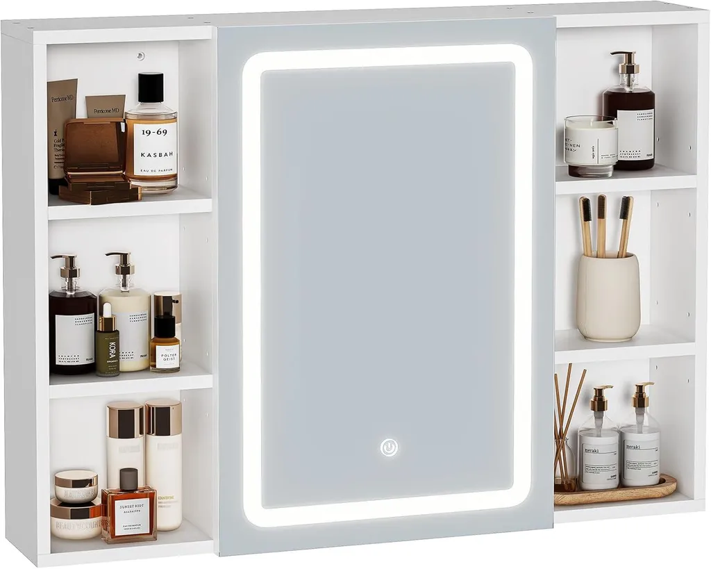 Miroir de salle de bain avec rangement LED KIMENICH blanc 80 x 60 cm - 2