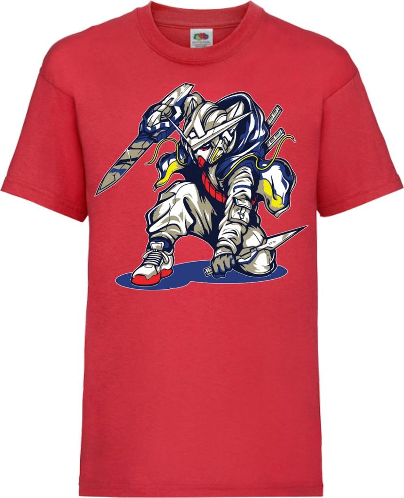 Kinder T-Shirt Mobile Suit Gundam 03 Ninja Robot Mech, 5-6 Jahr - 116 / Rot