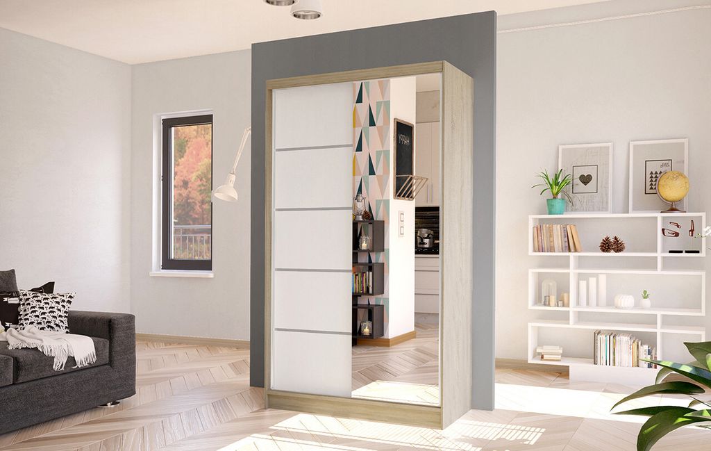 Elegantní šatní skříň ARINI 3 - šířka 100 cm, dub sonoma / Obrázek produktu 