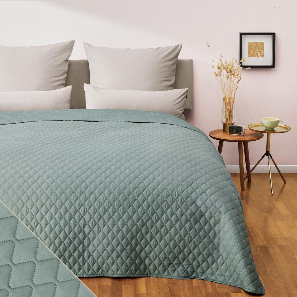 Blumtal Tagesdecke 170x210 cm - Bettüberwurf als Tagesdecke und Sofaüberwurf- Universeller Überwurf für Bett & Sofa - Grün