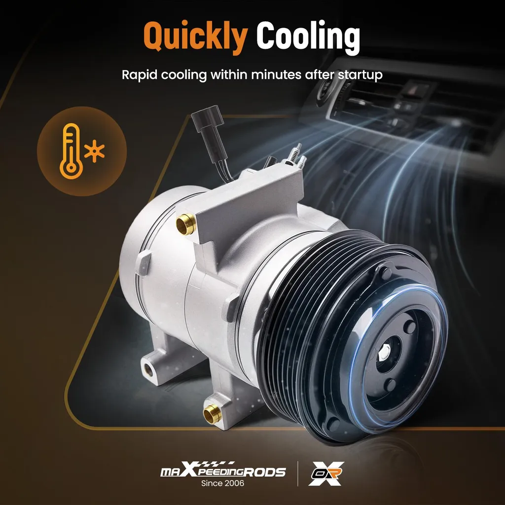 Compresseur Climatisation 12V Compact à 7 Nervures - Haute Durabilité - 3
