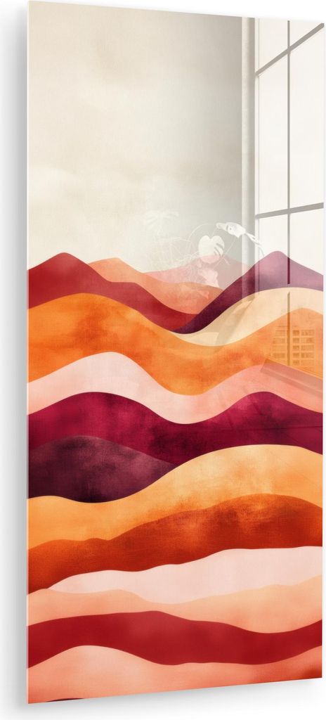 MuchoWow Glasbilder - Bilder auf Wandbild - Foto auf Glas Abstrakt - Landschaft - Wellen 40x80 cm Wanddekoration aus Glas - Acrylglasbild - Acrylbi...