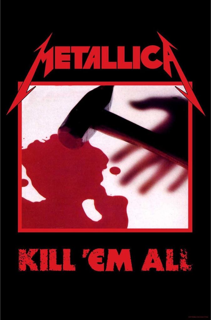 Metallica - Poster "Kill Em All", Stoff RO3462 (106 cm x 70 cm) (Rot/Schwarz/Weiß)
