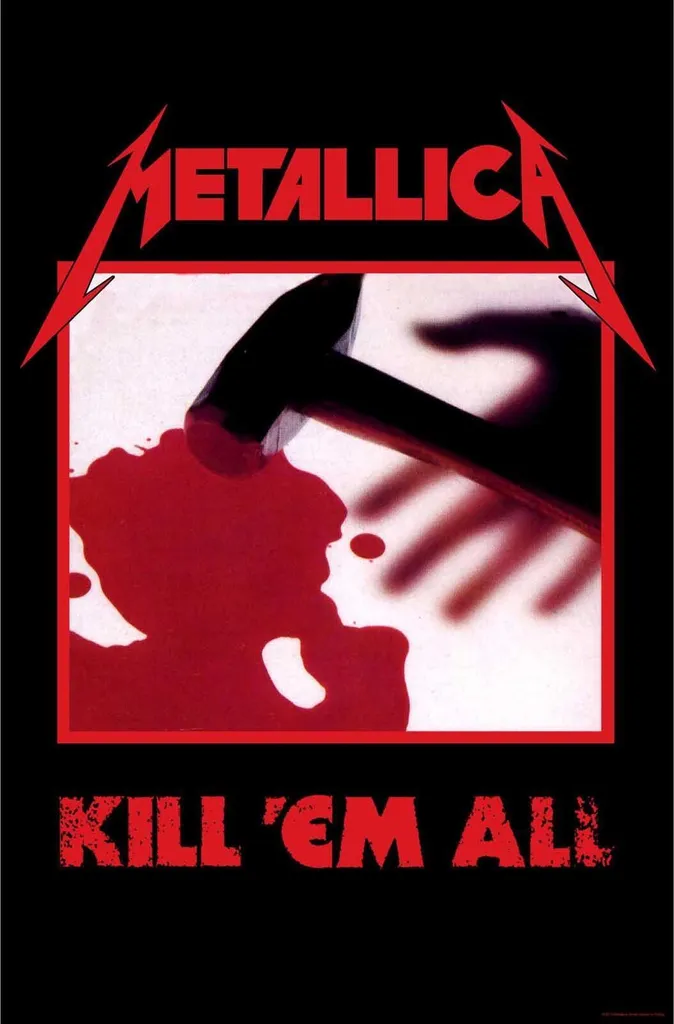 Poster Metallica Kill 'Em All en tissu RO3462 - 106x70 cm Rouge et Noir