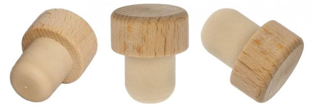 20x Holzgriff Korken Echtholz für alle gängigen Flaschen Sehr robust! 19,5 mm