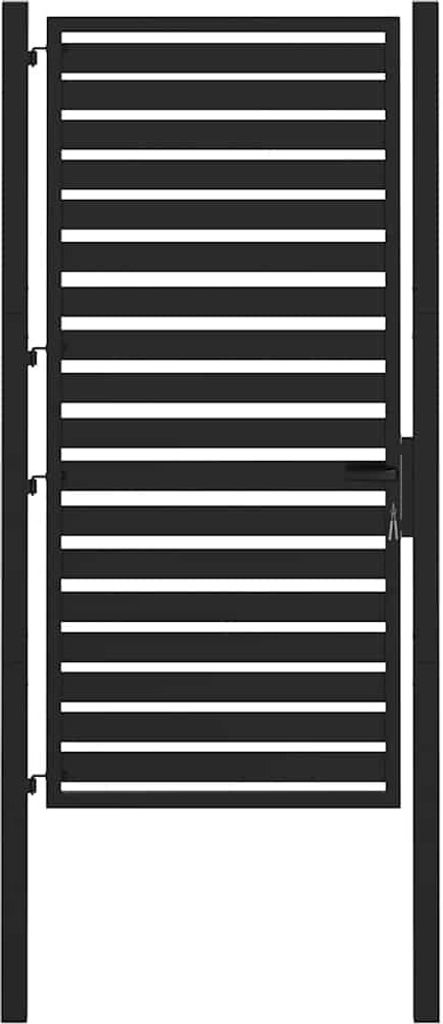 Gartentor Abschließbar Schwarz 100x180 cm Aluminium